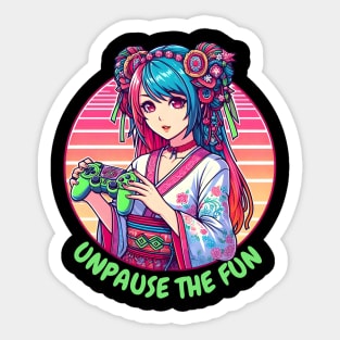 Unpause the fun gamer girl Sticker